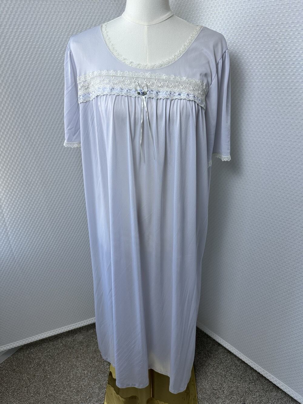 VTG Sears Fundamentals Nylon Blue Nightgown Plus size 1x prairie 47” Length